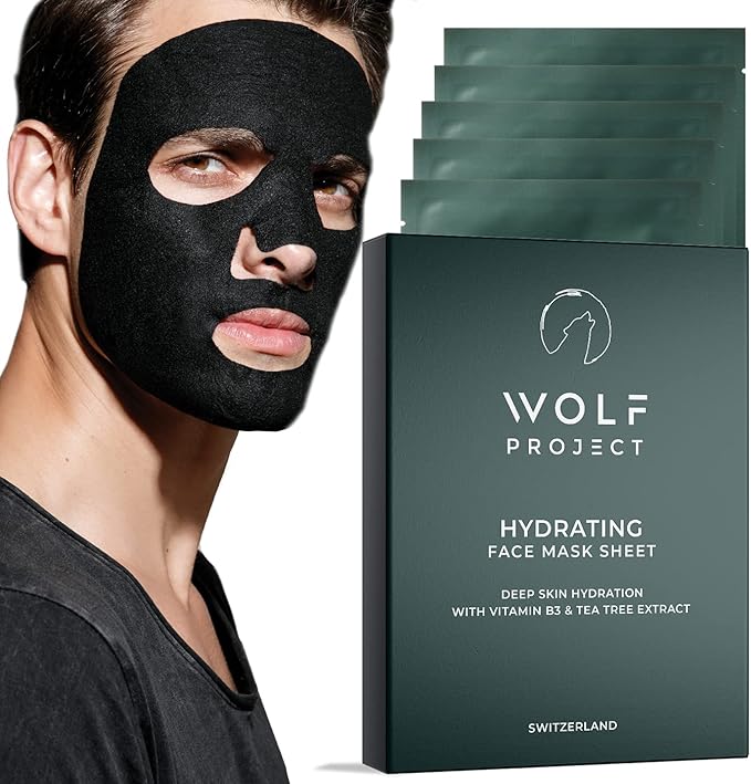 wolf project | 保湿面膜(5 件装) - 男士保湿面膜 - 天然精华,竹炭